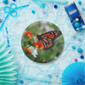 Monboogvlinder op Sinaasappel en rode lantana Papieren Bordje (Feest)