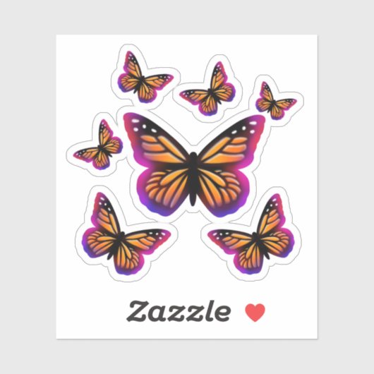 Monboogvlinder | paarse roze boter sticker (Vel)