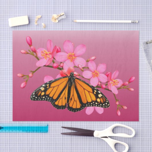 Monboogvlinder roze rode treefpapierschotel tissuepapier (Craft)