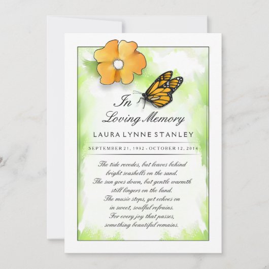 Monboogvlinder ter nagedachtenis van uw Hartelijk  Bedankkaart (Voorkant)