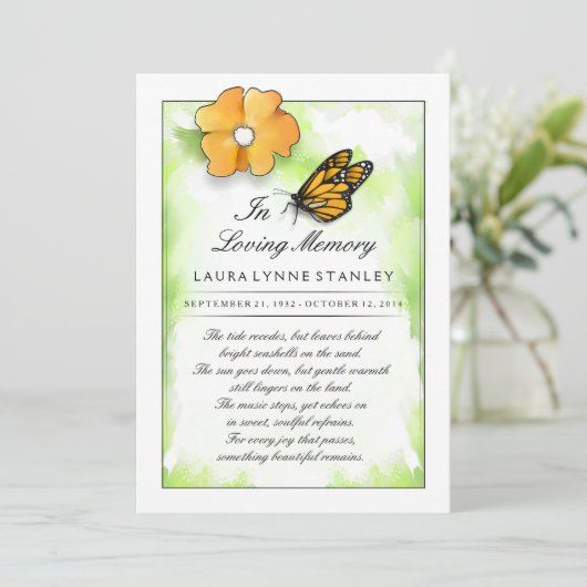 Monboogvlinder ter nagedachtenis van uw Hartelijk Bedankkaart (Staand voorkant)