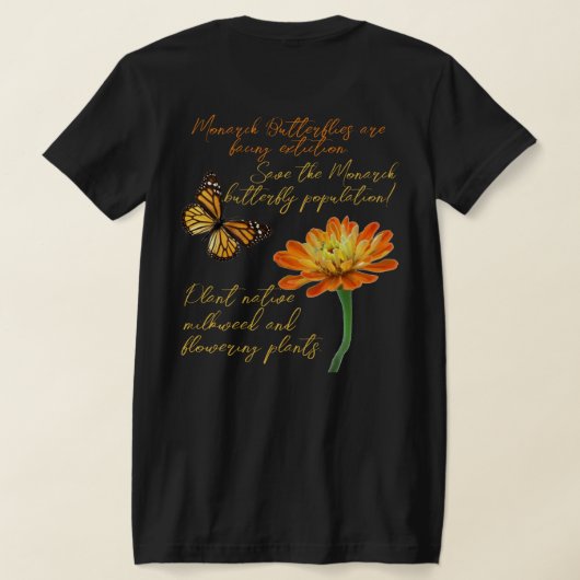 Monboogvlinder, zinnia-bloem t-shirt (Laag Achter)