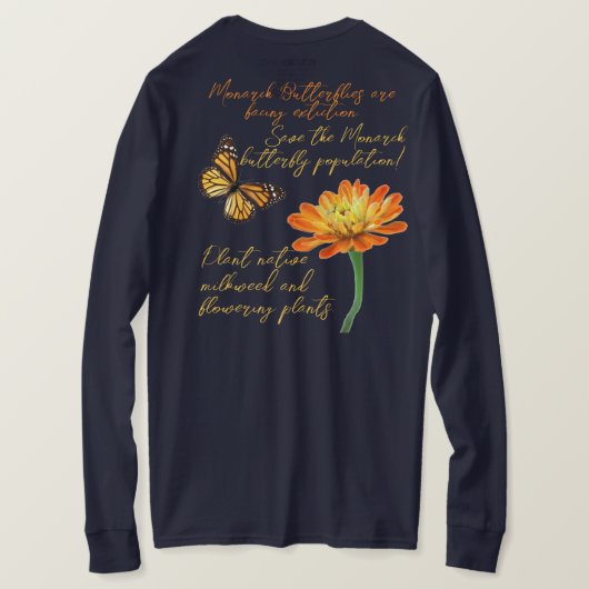 Monboogvlinder, Zinnia flower, T-shirt (Design achterkant)