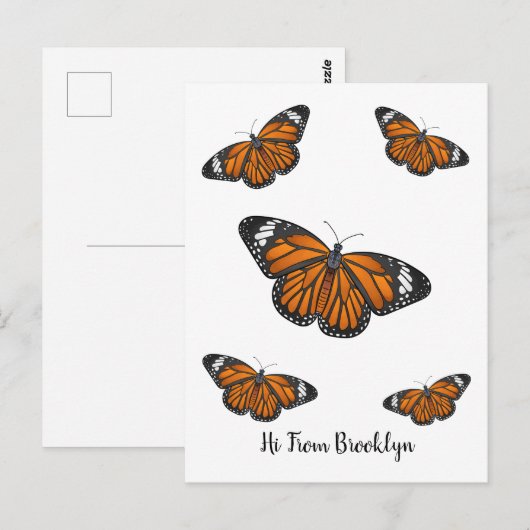 Monboogvlinderillustratie cartoon briefkaart (Voorkant / Achterkant)