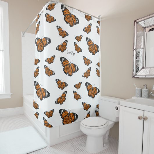 Monboogvlinderillustratie cartoon douchegordijn (In situ)