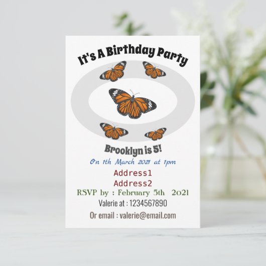 Monboogvlinderillustratie cartoon kaart (Staand voorkant)