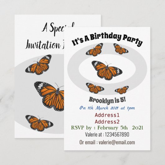 Monboogvlinderillustratie cartoon kaart (Voorkant / Achterkant)