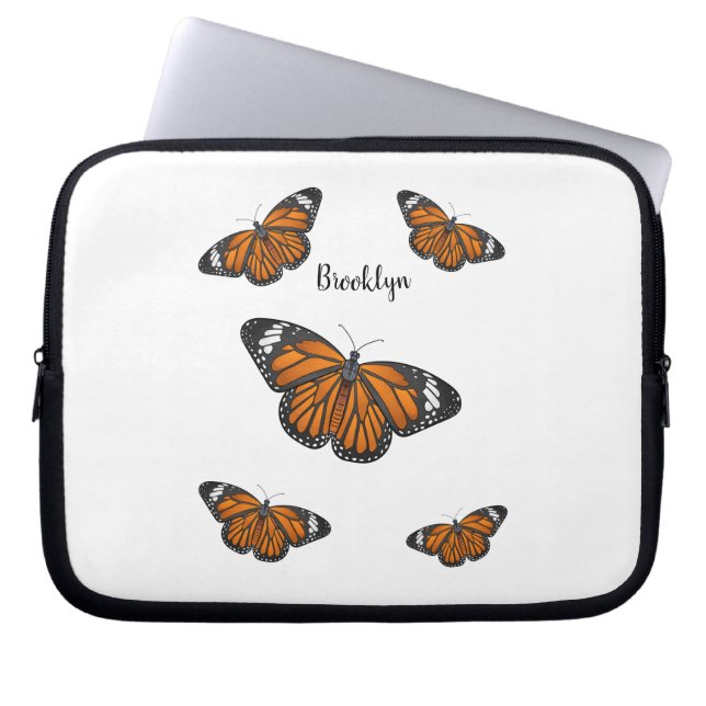 Monboogvlinderillustratie cartoon laptop sleeve (Voorkant)