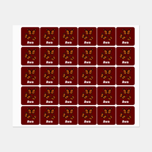 Monboogvlinderontwerp - Klein vierkant kledingstuk Labels (Vel)