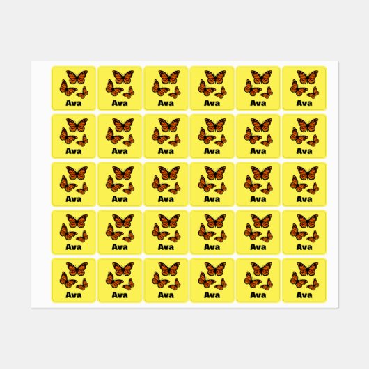 Monboogvlinderontwerp - Klein vierkant kledingstuk Labels (Vel)