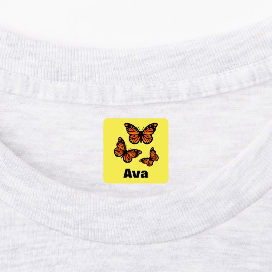 Monboogvlinderontwerp - Klein vierkant kledingstuk Labels (Aangebracht)