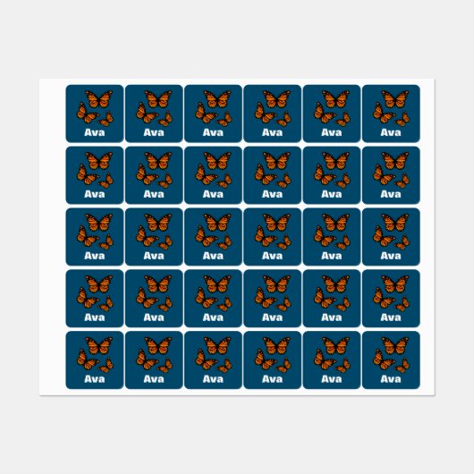 Monboogvlinderontwerp - Klein vierkant kledingstuk Labels (Vel)