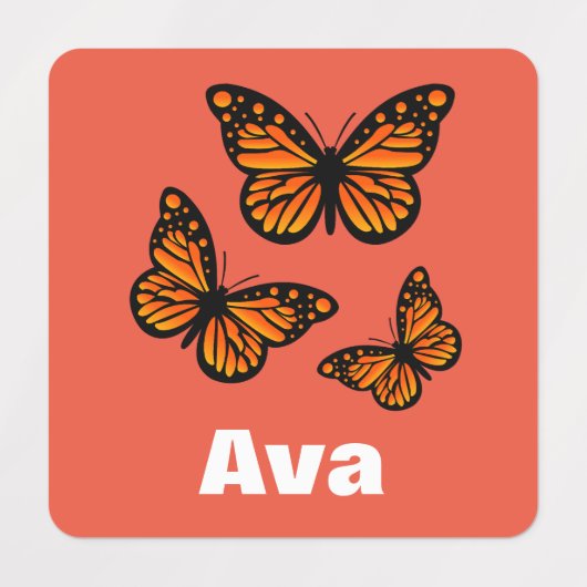 Monboogvlinderontwerp - Klein vierkant kledingstuk Labels (Design 1)