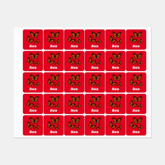 Monboogvlinderontwerp - Klein vierkant kledingstuk Labels (Vel)