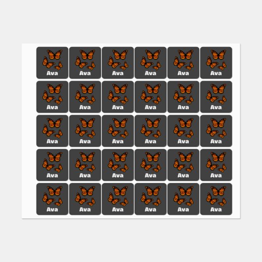 Monboogvlinderontwerp - Klein vierkant kledingstuk Labels (Vel)