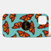 Monboogvlinders patroonlicht blauwgroen monogramma Case-Mate iPhone case (Achterkant (horizontaal))