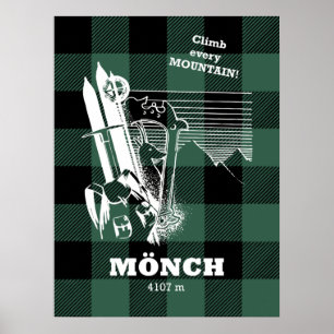 Mönch 4107 m Swiss Alps Moutainering Poster
