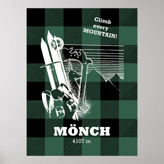 Mönch 4107 m Zwitserse Alpen Bergsport Poster (Voorkant)