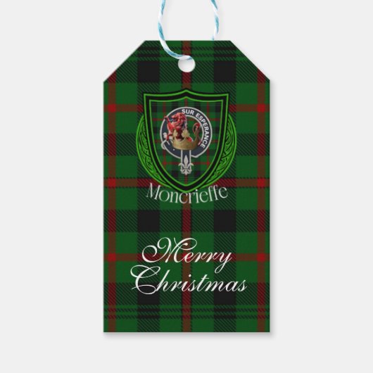 Moncrieffe Schotse Clan Tartan & Wapen Cadeaulabel (Voorkant)