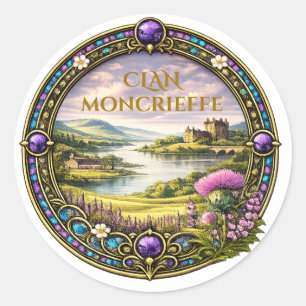 Moncrieffe Schotse Clan Tartan & Wapen Ronde Sticker