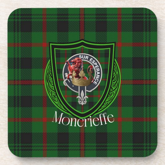 Moncrieffe Scottish Clan Tartan & Crest Bier Onderzetter (Voorkant)
