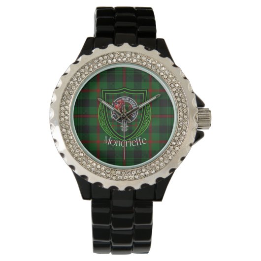 Moncrieffe Scottish Clan Tartan & Crest Horloge (Voorkant)
