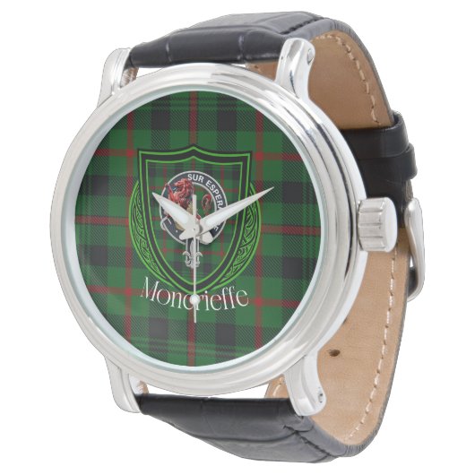 Moncrieffe Scottish Clan Tartan & Crest Horloge (Gekanteld)