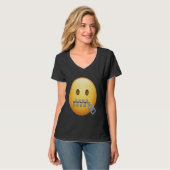 Mond Dicht Face u2013 Speelse Cartoon Stilte T-shirt (Voorkant volledig)