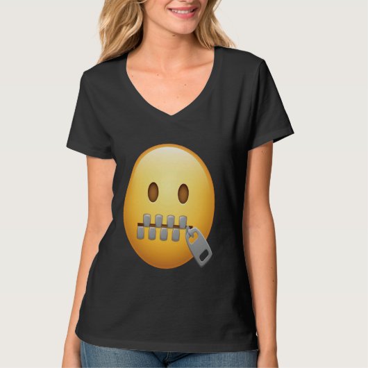 Mond Dicht Face u2013 Speelse Cartoon Stilte T-shirt (Voorkant)