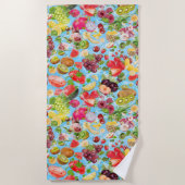 Mond-water tropische vruchten strandlaken (Voorkant)