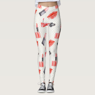 Mond zoenen met lippenstift leggings