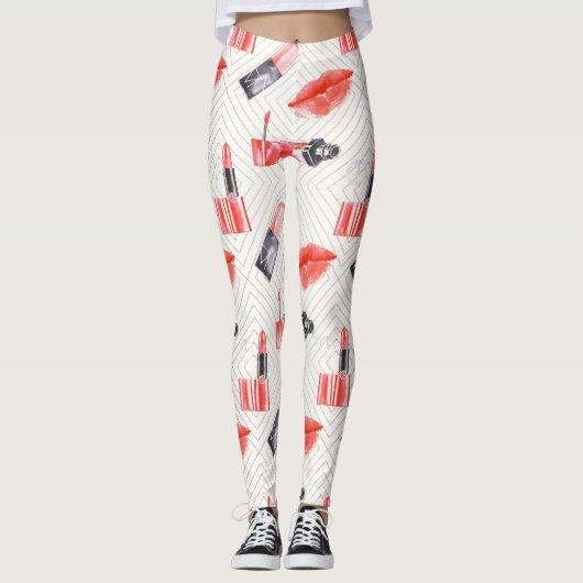 Mond zoenen met lippenstift leggings (Voorkant)