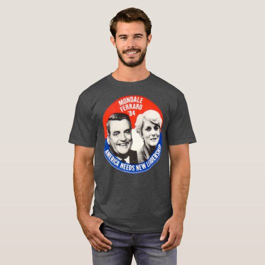 Mondale Ferraro Walter Geraldine verkiezing T-shirt (Voorkant volledig)
