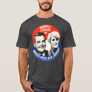 Mondale Ferraro Walter Geraldine verkiezing T-shirt