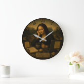 Monday Funny Mona Lisa Office Worker Coffee Humor Grote Klok (Huis)