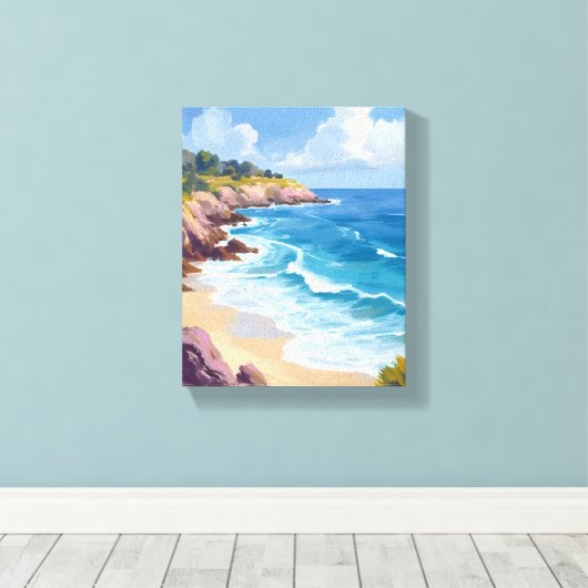Monday in Malibu | Beach Cliffs CA Travel  Canvas Afdruk (Insitu (Houten vloer))