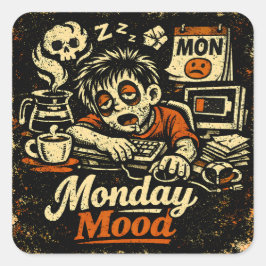 Monday Mood – Anti-Monday Work Humor Vierkante Sticker