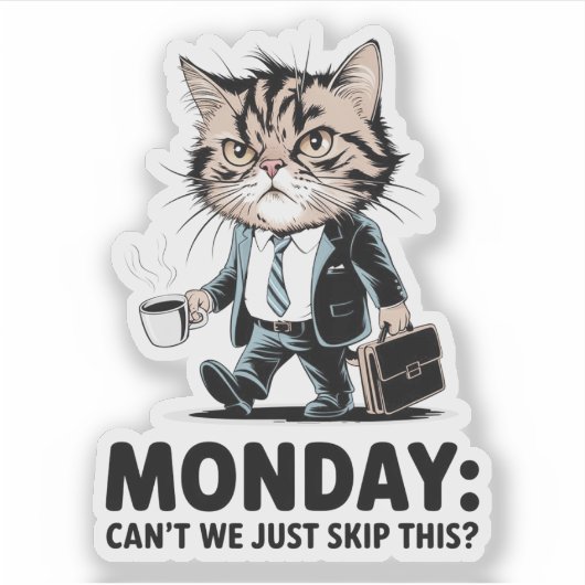 Monday Mood Kantoor Cat Sticker (Voorkant)