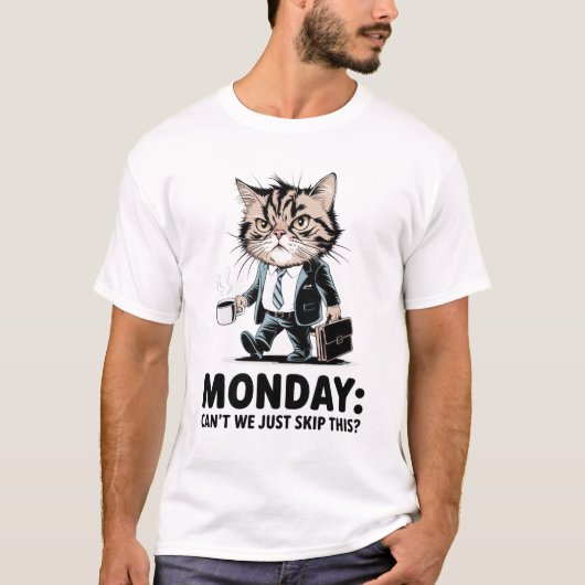 Monday Mood Kantoor Cat T-shirt (Voorkant)