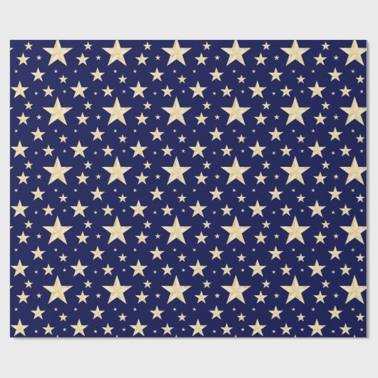 Monder Navy Blue en Faux Gold Foil Sterrennacht Cadeaupapier (Vlak)