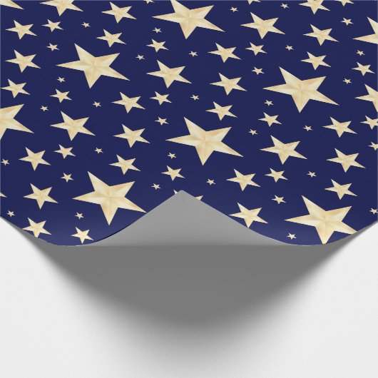 Monder Navy Blue en Faux Gold Foil Sterrennacht Cadeaupapier (Hoek)