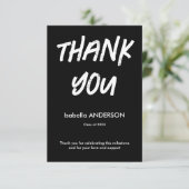 Mondern Black and White Graduation Bedankkaart (Staand voorkant)