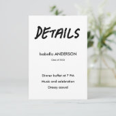 Mondern Black and White Graduation  Informatiekaartje (Staand voorkant)