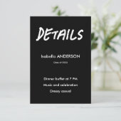 Mondern Black and White Graduation Informatiekaartje (Staand voorkant)