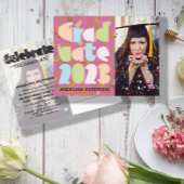 Mondern Pastel Afstuderen Foto Confetti Party Uitnodiging Briefkaart