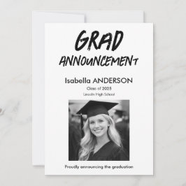 MondernBlack and White Graduation Announcement Kaart