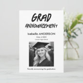 MondernBlack and White Graduation Announcement Kaart (Staand voorkant)