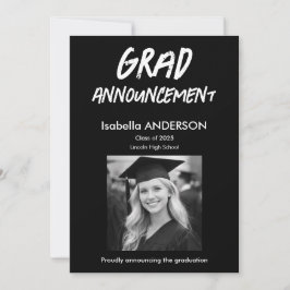 MondernBlack and White Graduation Announcement Kaart