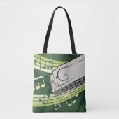 Mondharmonica Blues en Folk Muziek Tote Bag (Voorkant)