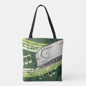 Mondharmonica Blues en Folk Muziek Tote Bag (Achterkant)